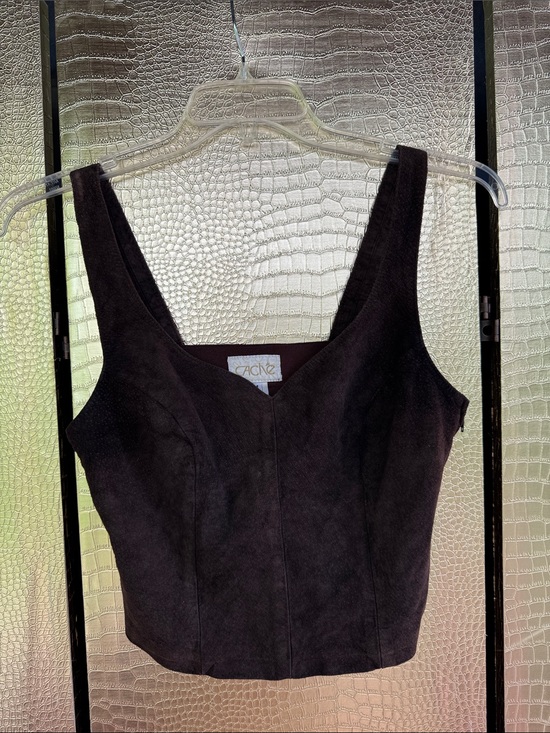 Cache Tops - Y2K Cache Brown SUEDE leather Tank Top
